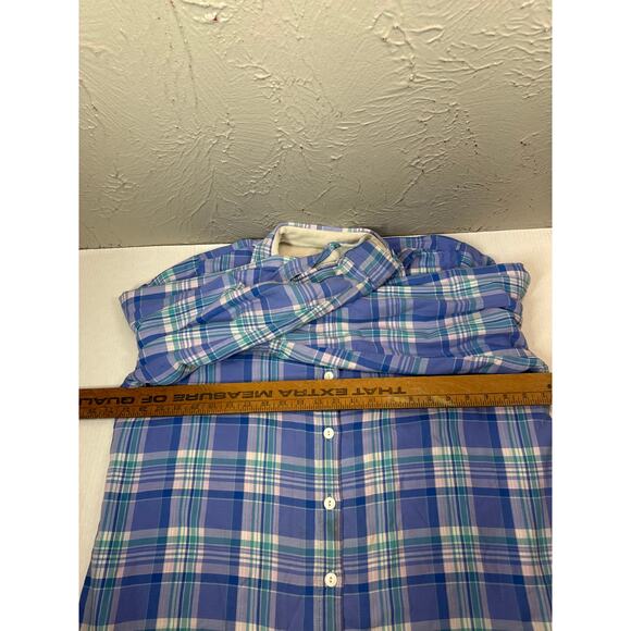 L.L. Bean Fleece Lined Flannel Shirt Womens Blue Plaid Button-Up Shacket Size XL - Picture 5 of 5